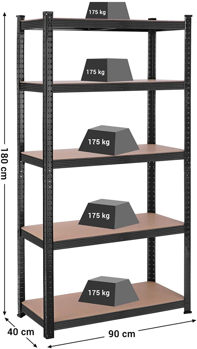 SONGMICS Regál Wera 90x180 cm černý