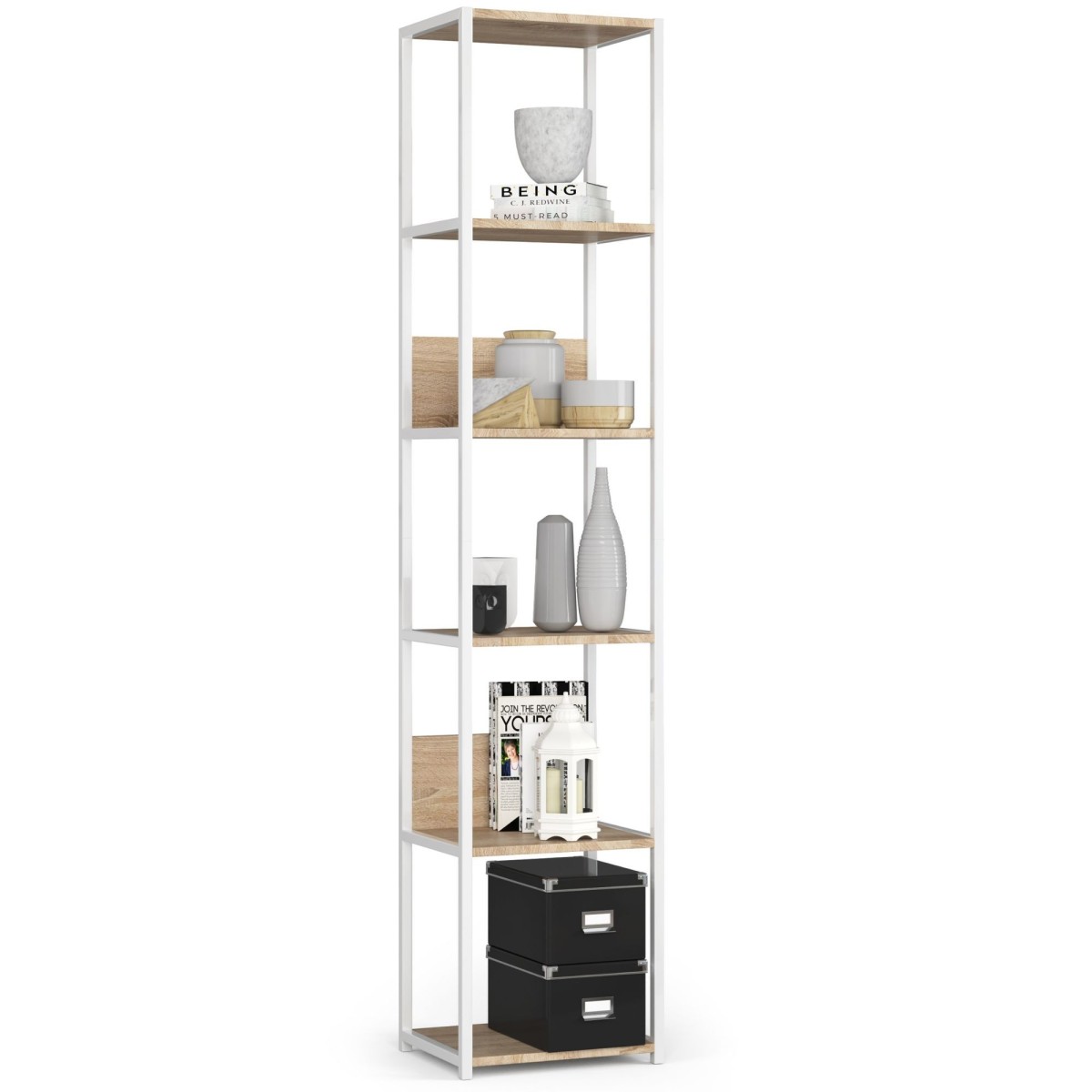 Ak furniture Regál LOFT 40 cm bílý/dub sonoma