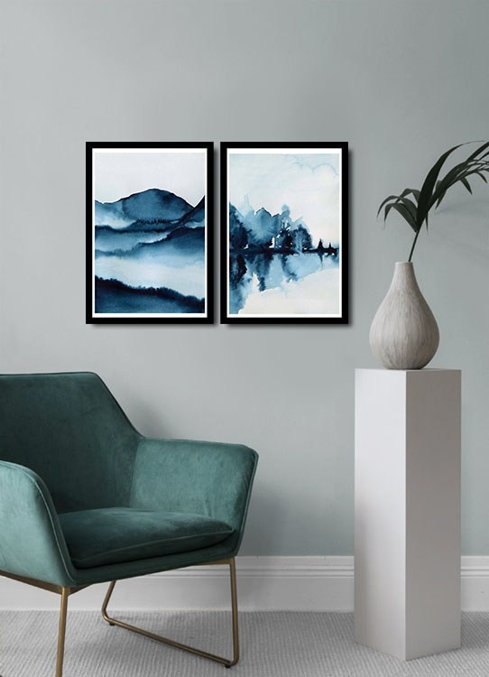 Wallity Sada nástěnných obrazů Fars 36x51 cm 2 ks modrá