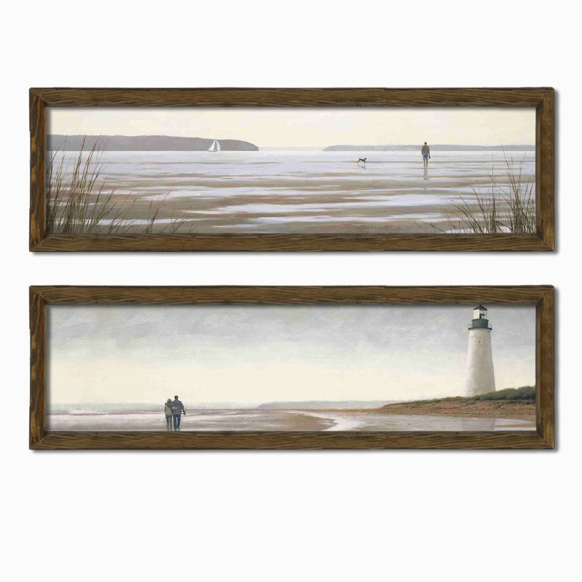 Wallity Sada obrazů Lighthouse 2 ks 19x70 cm hnědá