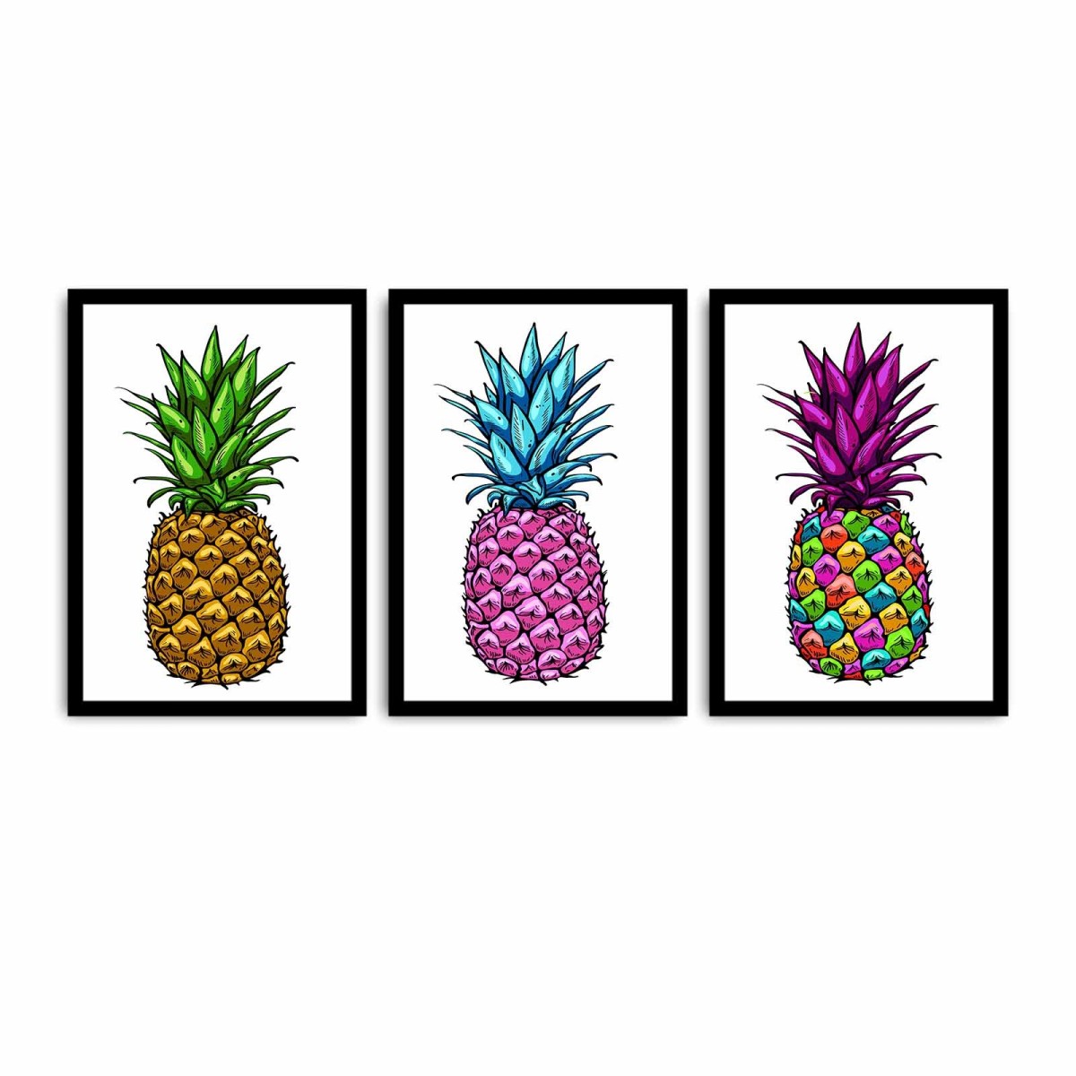 Wallity Sada obrazů Pineapple 3 ks 35x50 cm bílá