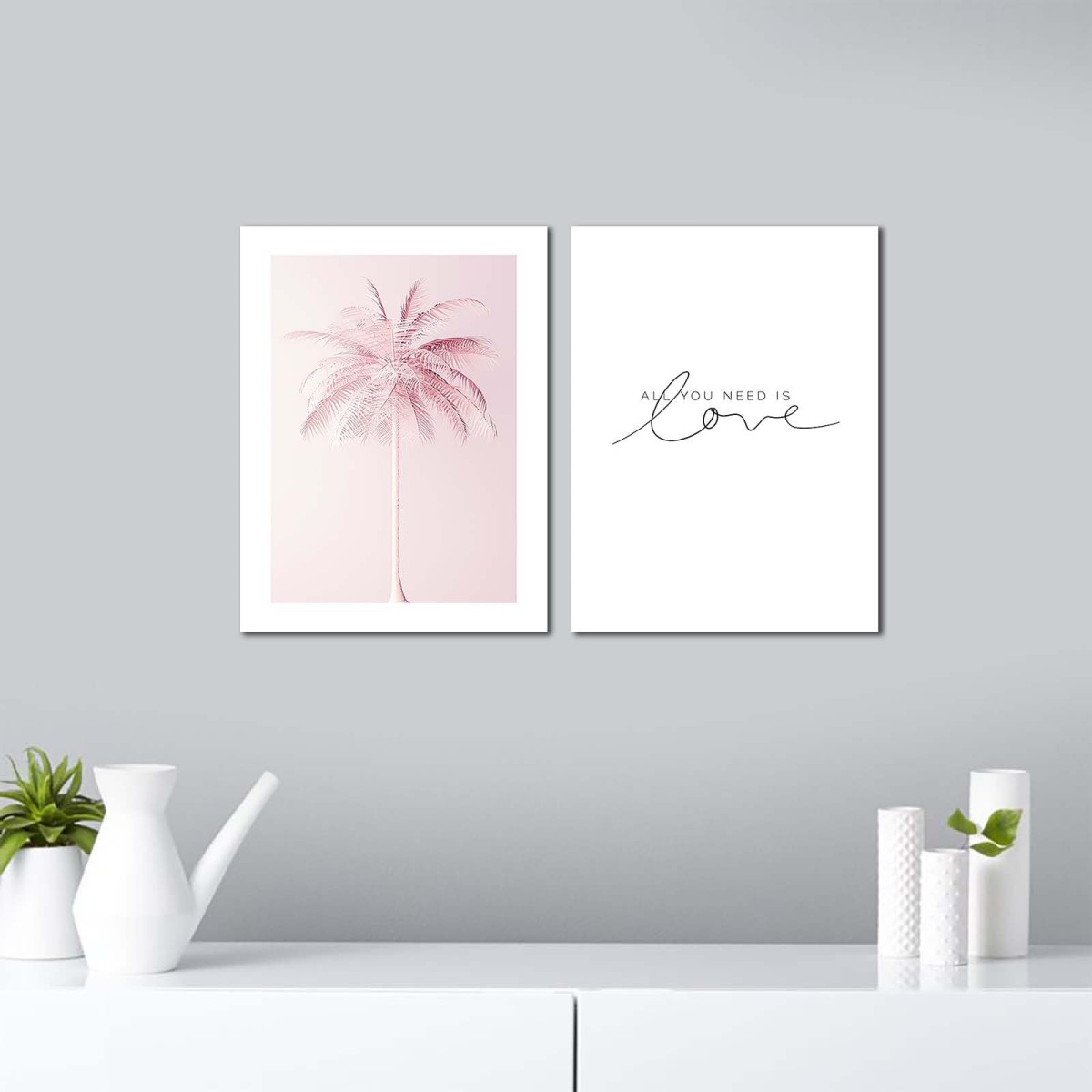 Wallity Sada obrazů PINK PALM 30 x 40 cm 2 kusy