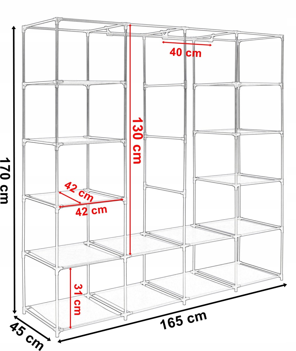 TZB Šatní textilní skříň OLENA 165 cm antracitová