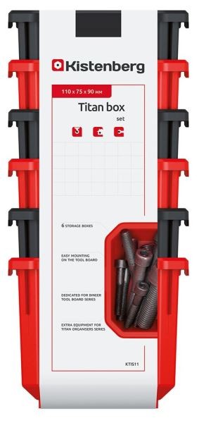 Prosperplast Sada úložných boxů 6 ks TITANIO 11 x 7,5 x 26,3 cm černo-červená