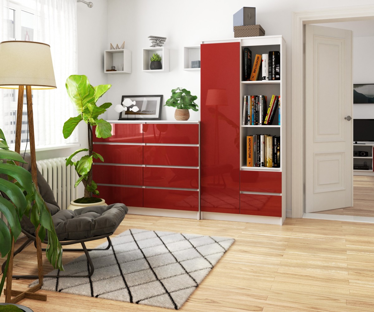 Ak furniture Skříň Rexa 80 cm bílá/červená