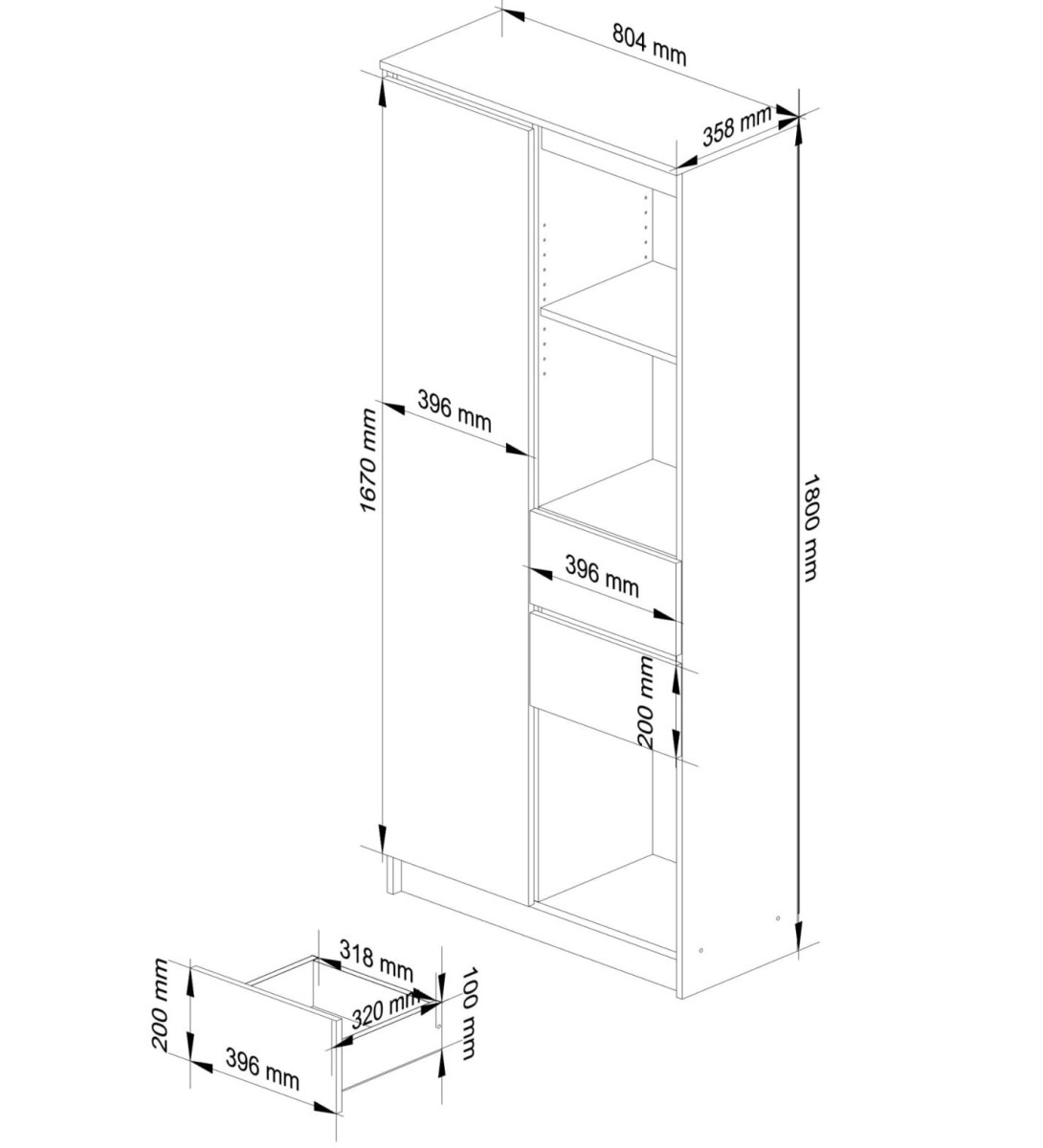 Ak furniture Skříň Rexa II 80 cm bílá