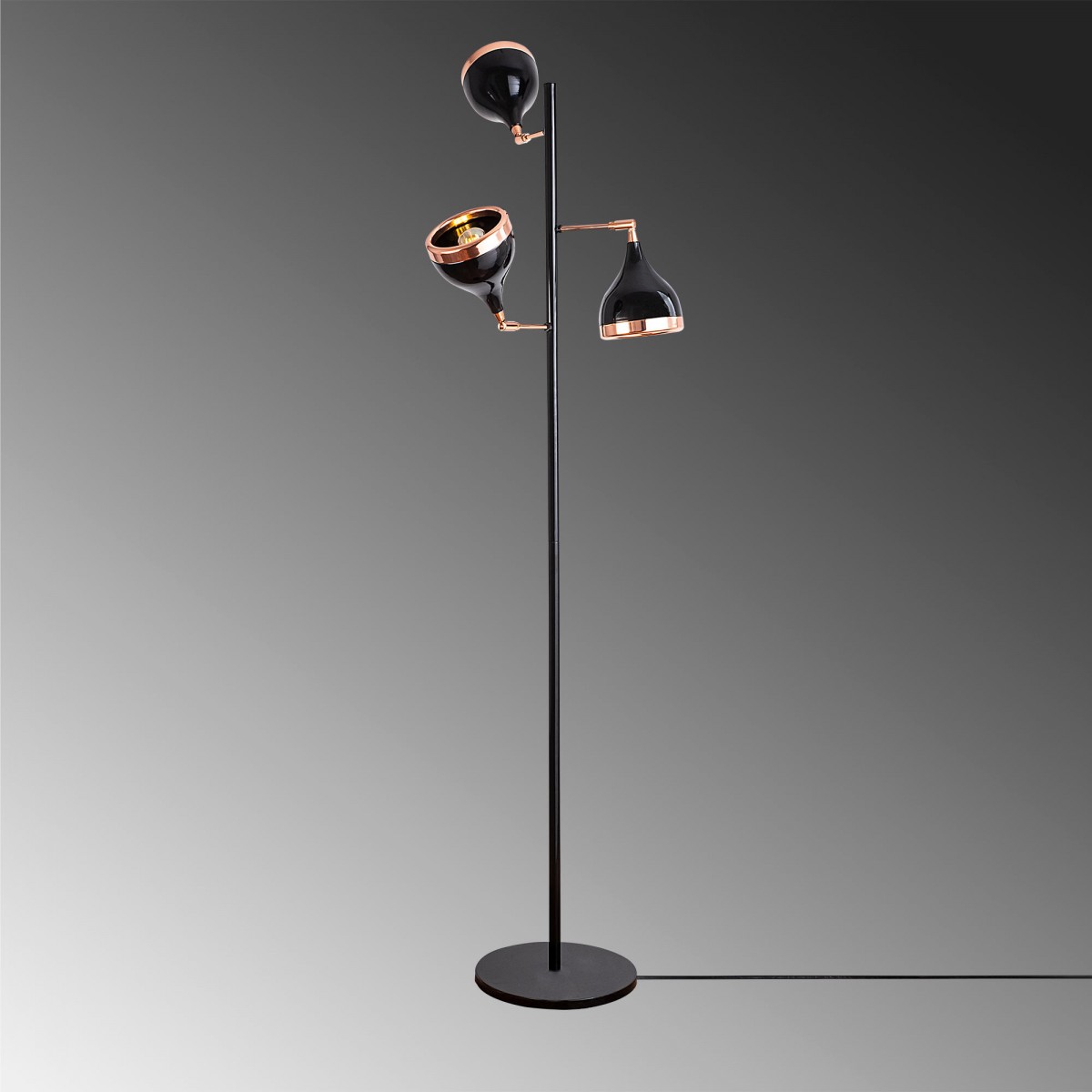 Opviq Stojací lampa Yıldo 163 cm černo-měděná