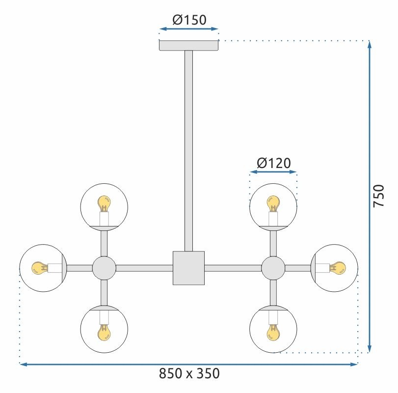 TooLight Stropní svítidlo APP269-8C černé