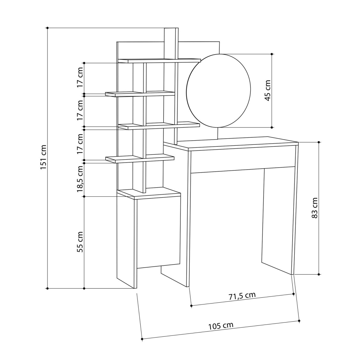 Kalune Design Toaletní stolek MUP 105 cm bílý