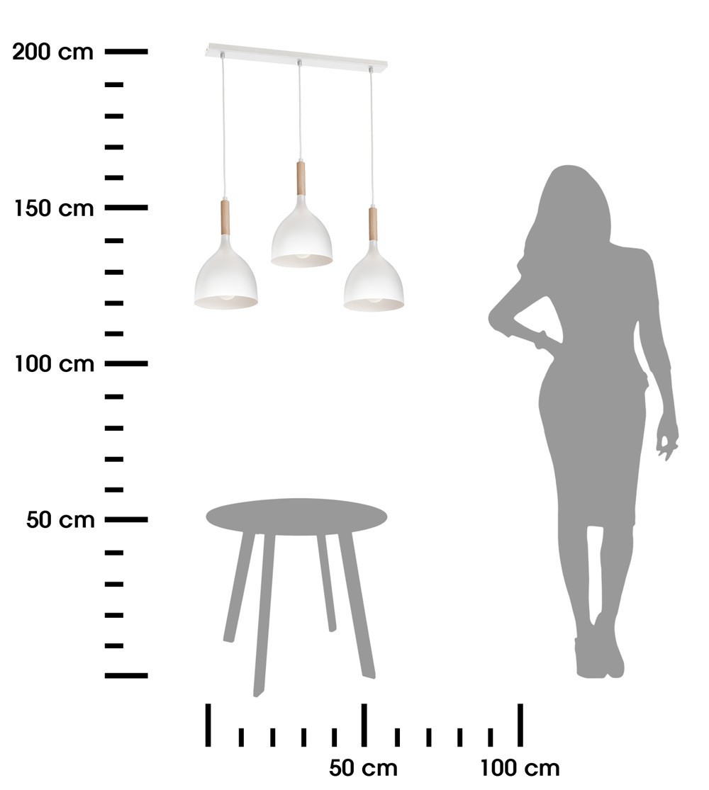 DekorStyle Trojité stopní svítidlo Noak Wood bílé