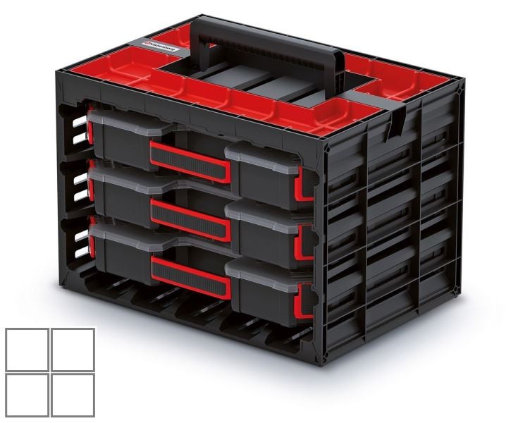 Prosperplast Sada organizérů 3 ks TAMON II 41,5 x 29 x 29 cm černo-červená