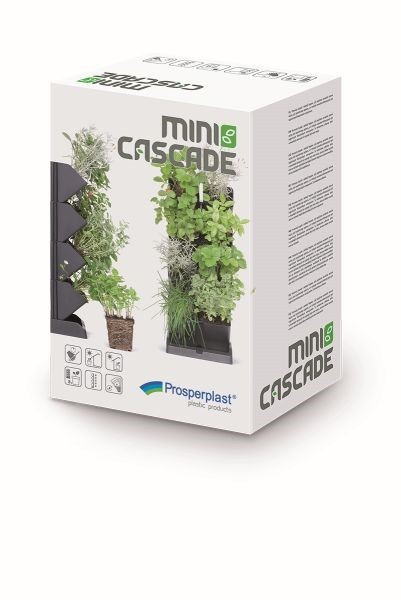 Prosperplast Vertikální květináč na bylinky MINI CASCADE + nůžky antracitový