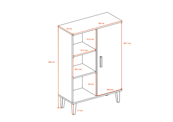 Kocot kids Vitrína DENVER 120 cm bílý/dub hickory