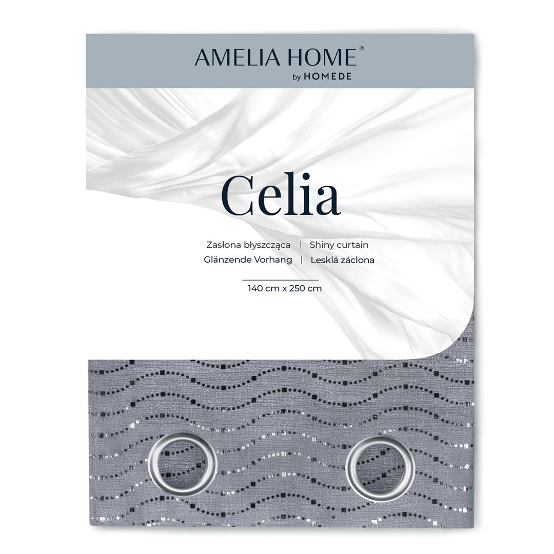 Záclona AmeliaHome Celia šedá, velikost 140x250