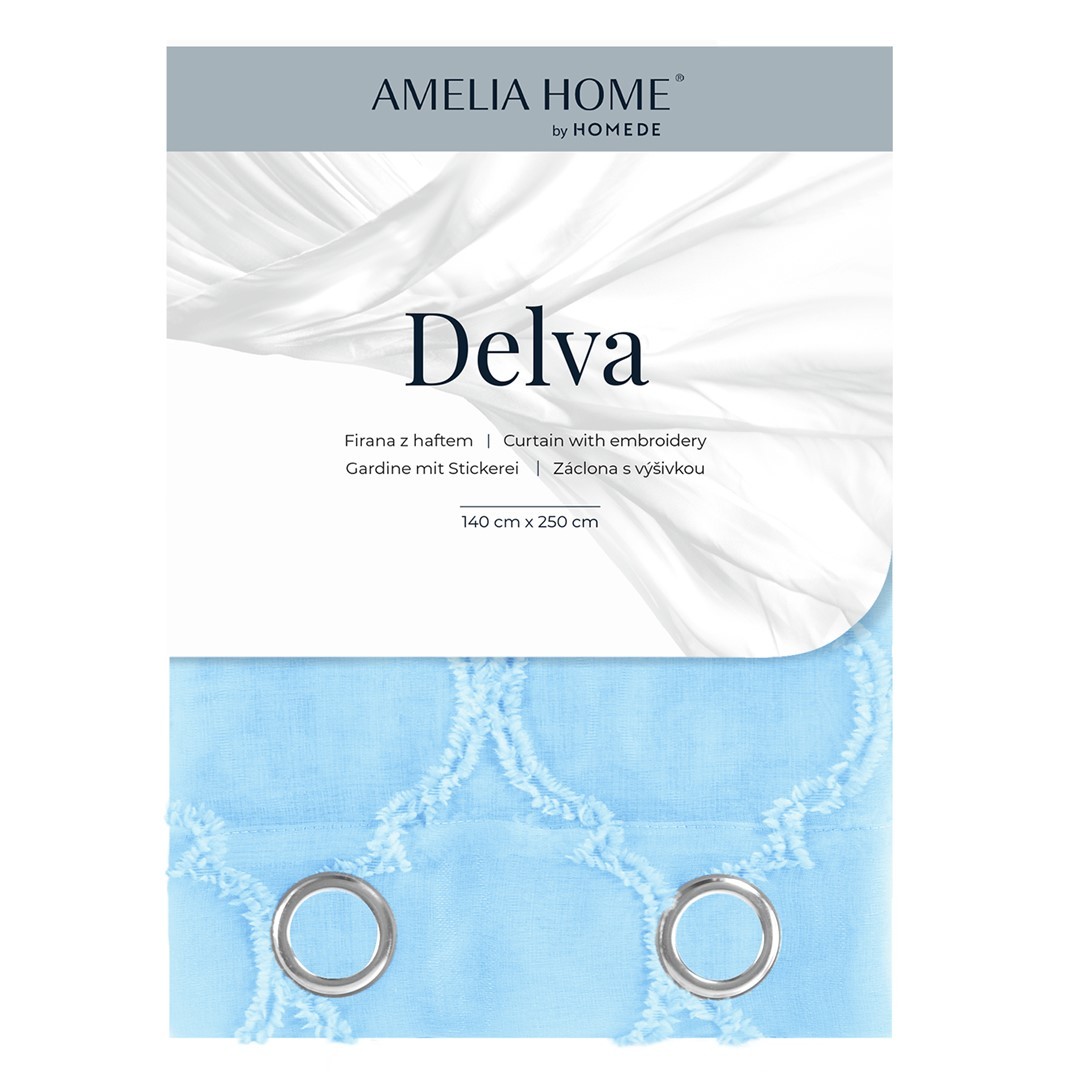 Záclona AmeliaHome Delva I světle modrá, velikost 140x270