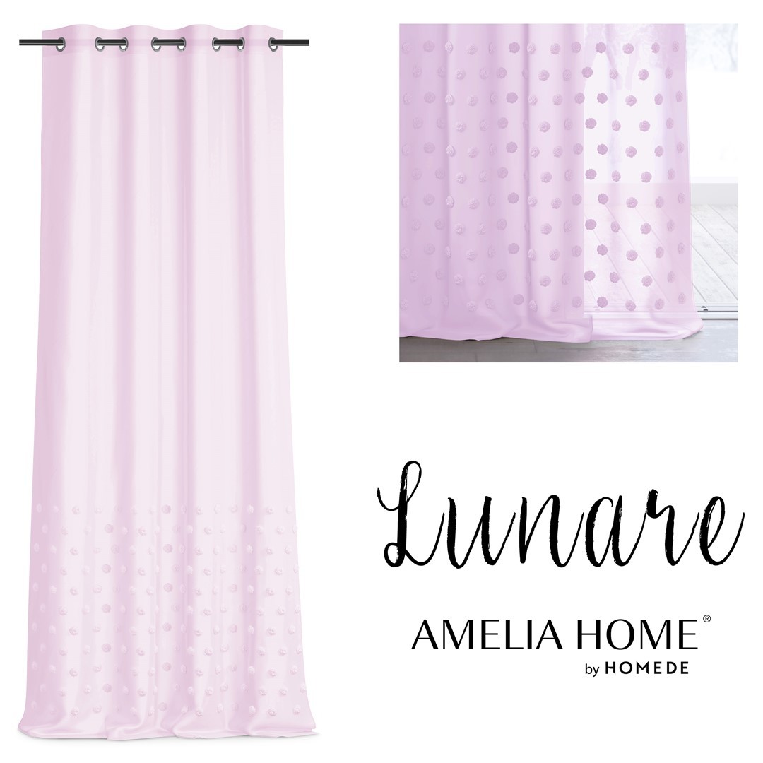 Záclona AmeliaHome Lunare I růžová, velikost 140x270