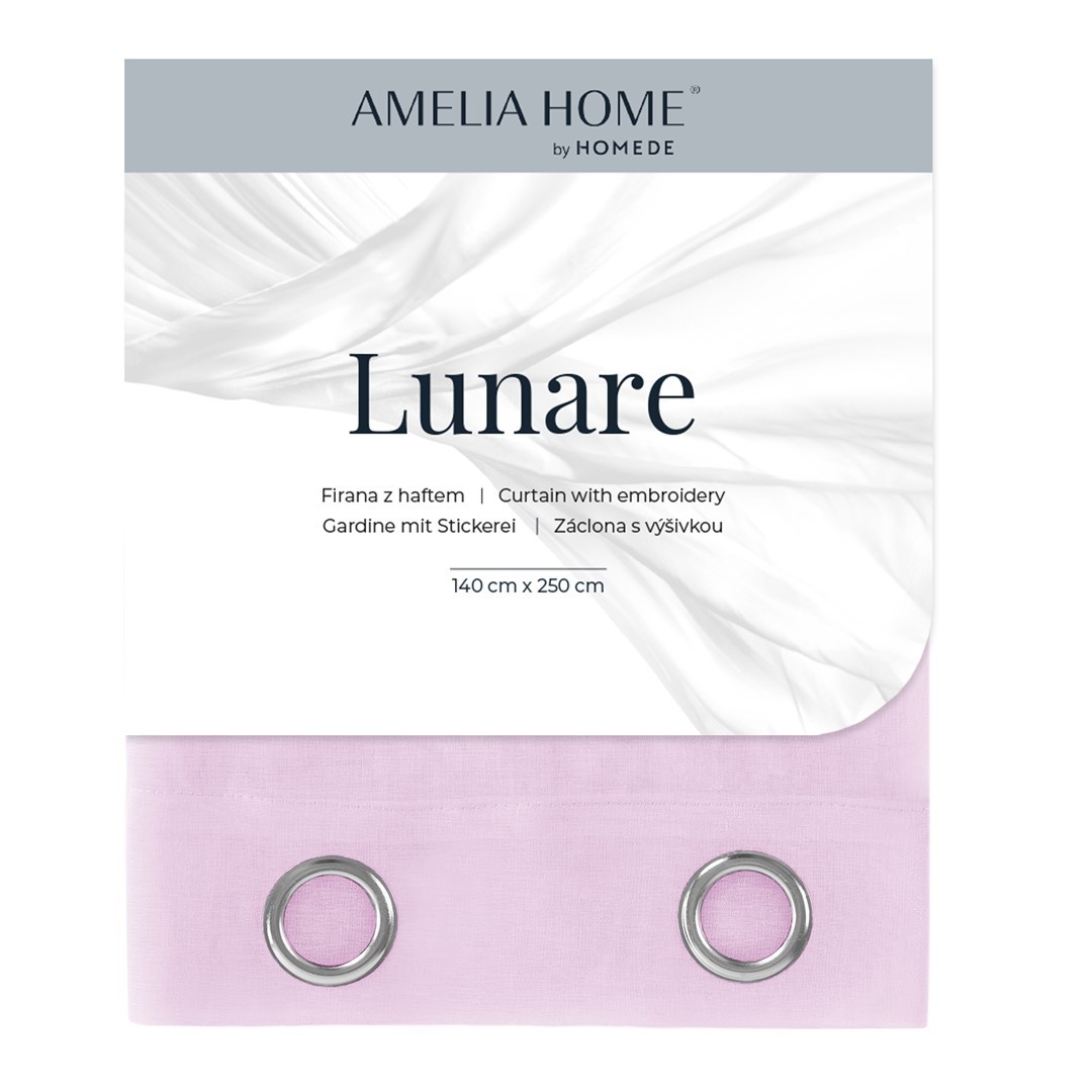 Záclona AmeliaHome Lunare I růžová, velikost 140x270