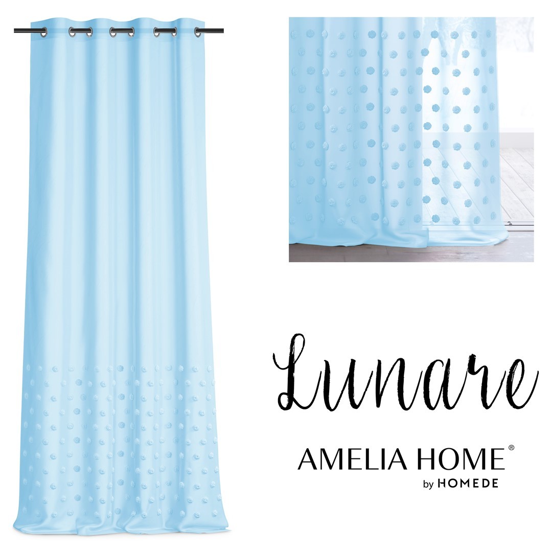 Záclona AmeliaHome Lunare II světle modrá, velikost 140x250