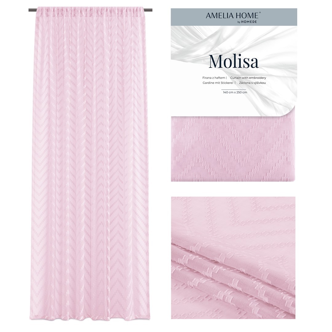Záclona AmeliaHome Molisa III růžová, velikost 140x270