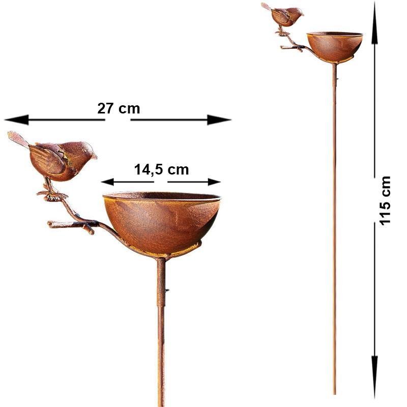 DekorStyle Zahradní pítko pro ptáčky Loki 115 cm hnědé