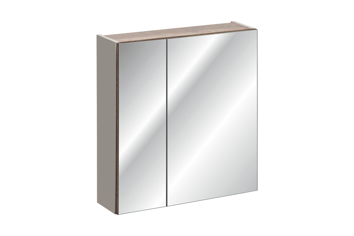 Comad Závěsná koupelnová skříňka se zrcadlem Santa Fe 84-60-A-2D šedá/taupe