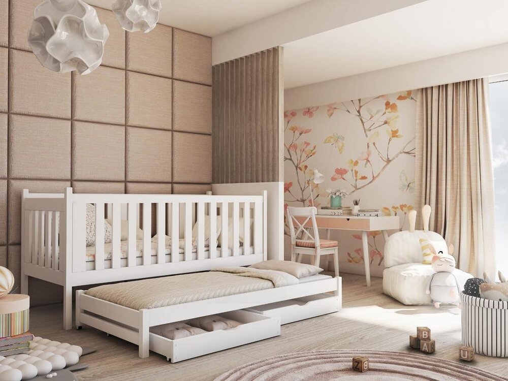 Dětská postel s přistýlkou KAROL 90x200, bílá
