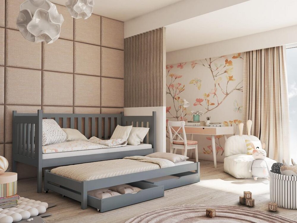 Dětská postel s přistýlkou KAROL 80x180, šedá