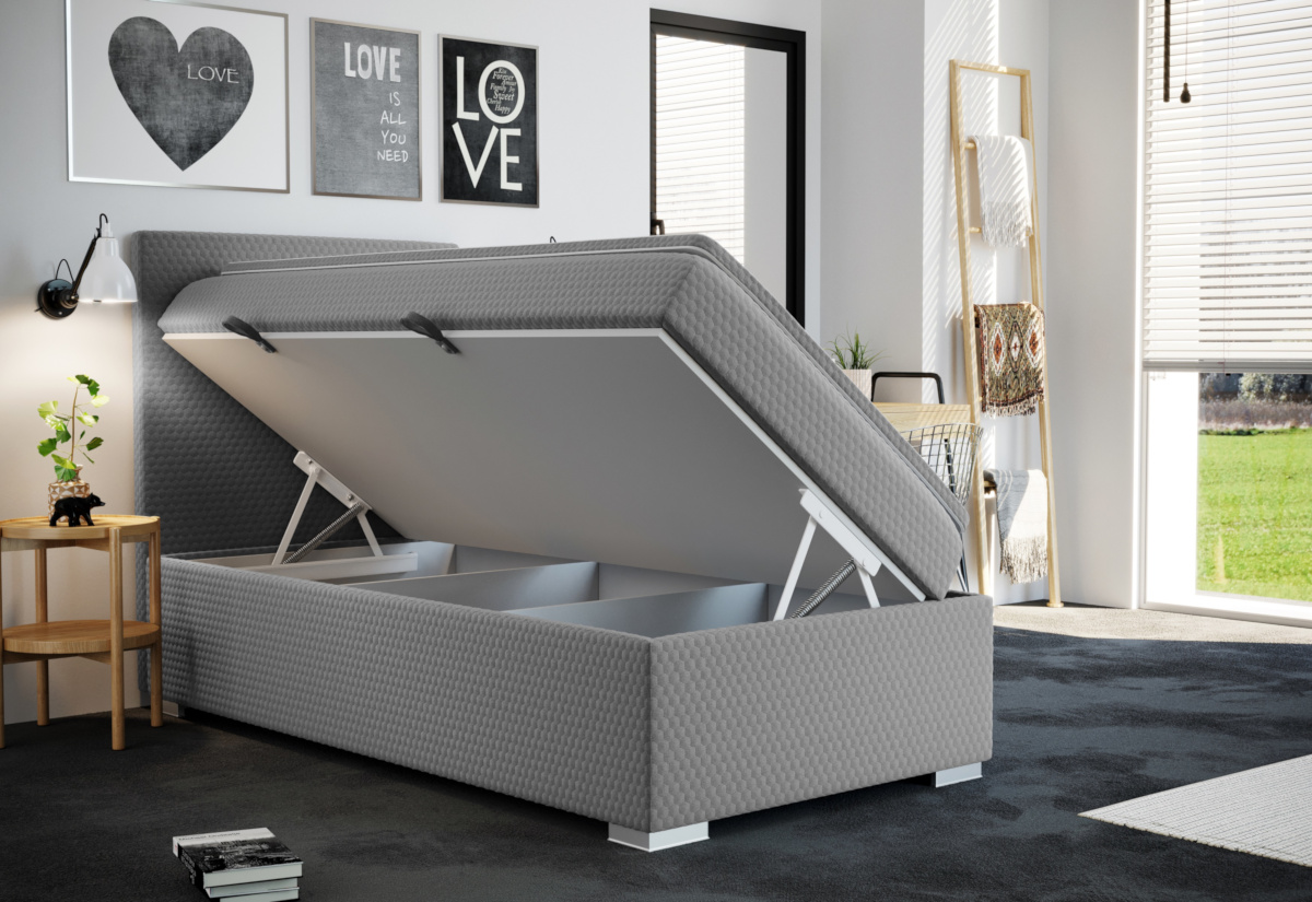 Expedo Čalouněná postel boxspring RENATA + topper, 80x200, sawana pik honey 14, pravá