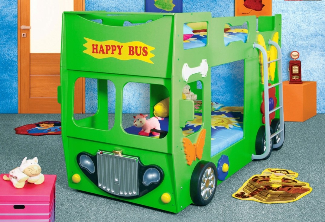 Artplast Dětská patrová postel HAPPY BUS | zelený
