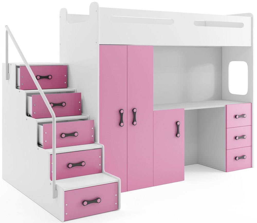 BMS Dětská patrová postel se stolkem MAX 4 Barva: Růžová