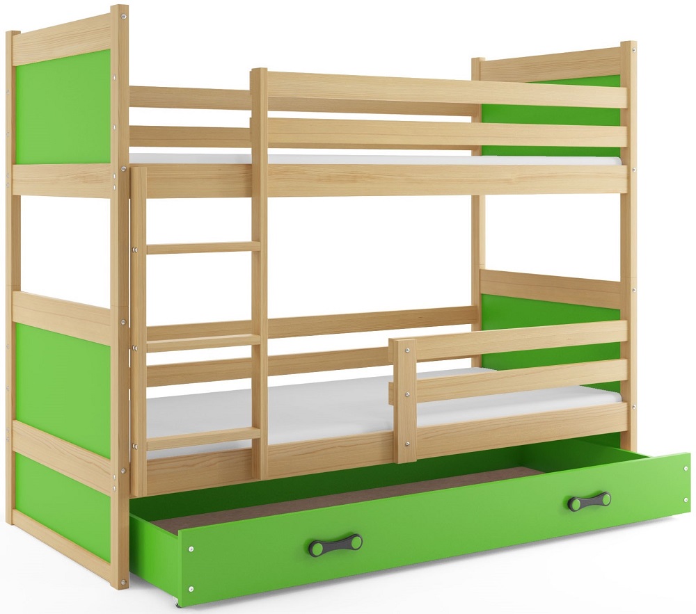 BMS Dětská patrová postel RICO | borovice 80 x 160 cm Barva: Zelená