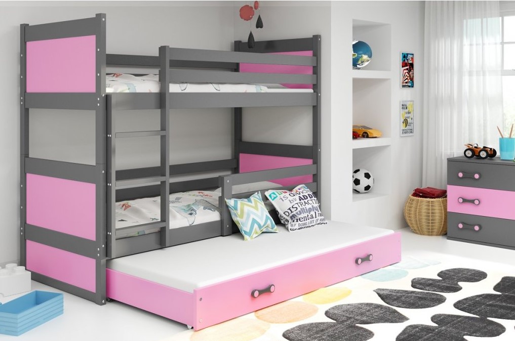 BMS Dětská patrová postel s přistýlkou RICO 3 | šedá 90 x 200 cm Barva: Šedá