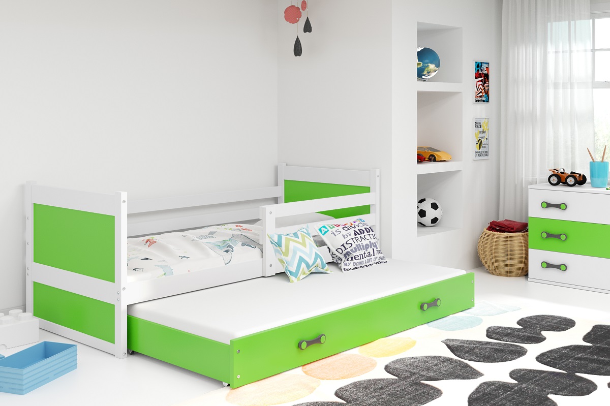 BMS Dětská postel s přistýlkou RICO 2 | bílá 80x190 cm Barva: Zelená