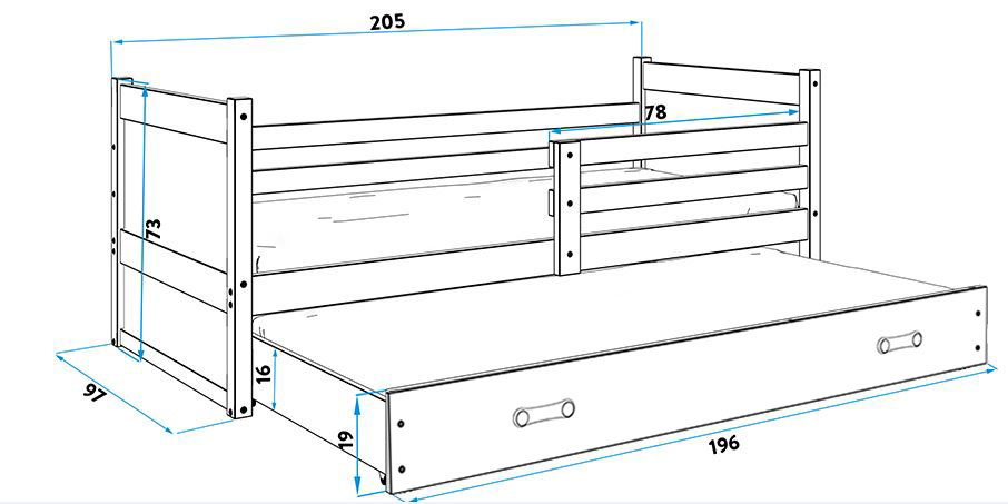 BMS Dětská postel s přistýlkou RICO 2 | bílá 90 x 200 cm Barva: Šedá