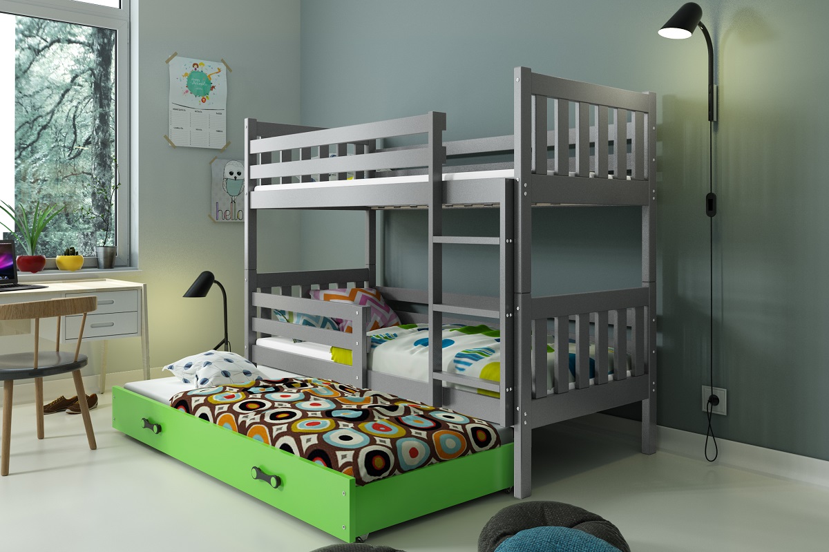 BMS Dětská patrová postel s přistýlkou CARINO 3 | 80 x 190 cm Barva: Bílá / bílá