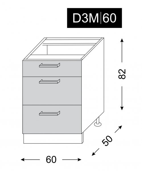 ArtExt Kuchyňská skříňka spodní, D3M / 60 Amaro Barva korpusu: Lava