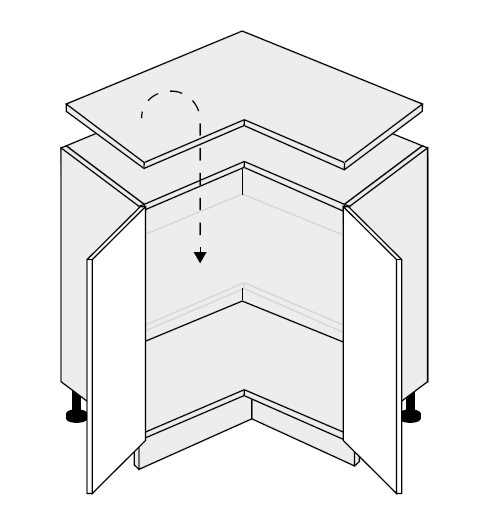 ArtExt Kuchyňská skříňka spodní rohová, D12 / 90 Quantum Provedení: Police do D12/90