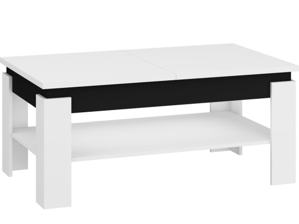 Rozkládací konferenční stolek ZOMIN, bílá/černý lesk, 5 let záruka