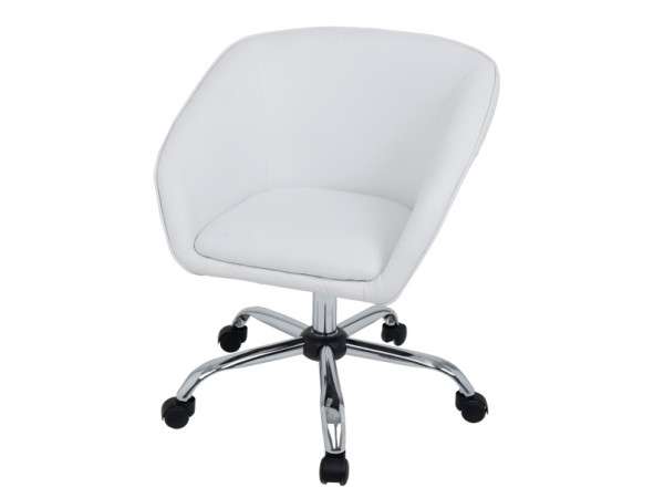 Designové kancelářské křeslo BANGGAI s výškově nastavitelným otočným sedadlem, bílá ekokůže/chrom