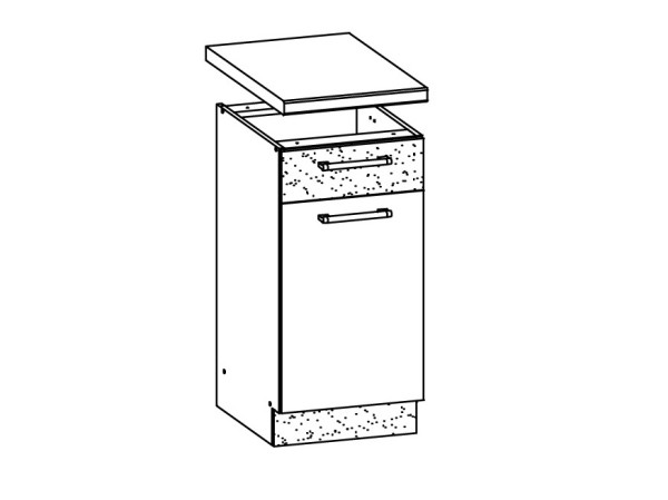 RUTHIN, dolní skříňka D40S1 se šuplíkem, bílý lesk