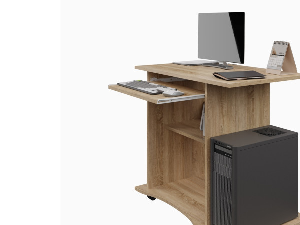 Praktický PC stůl s výsuvnou deskou NEJBY LYLE, dub sonoma