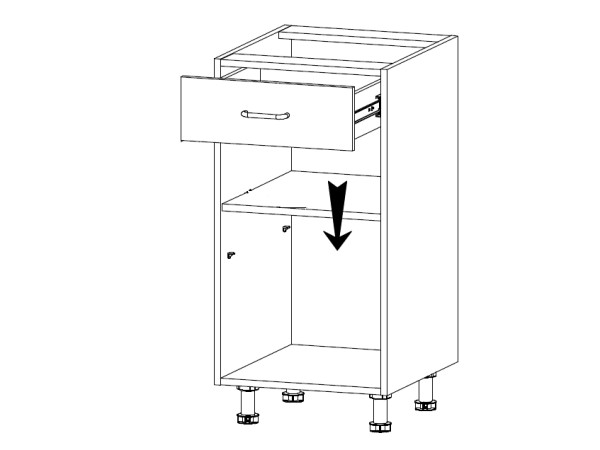 MISAEL dolní skříňka D40S1 pravá, korpus bílý, dvířka borovice andersen