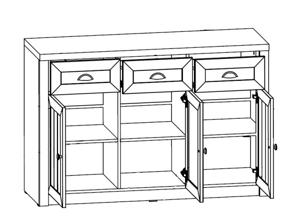 MISAEL komoda 3S, borovice andersen/dub lefkas
