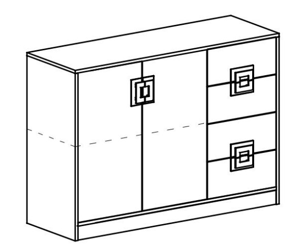 Komoda UWARA 2D4S, dub jasný/bílá