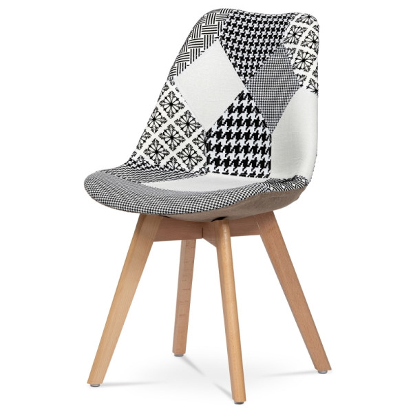 Jídelní židle AGOSTINO, šedý patchwork/buk