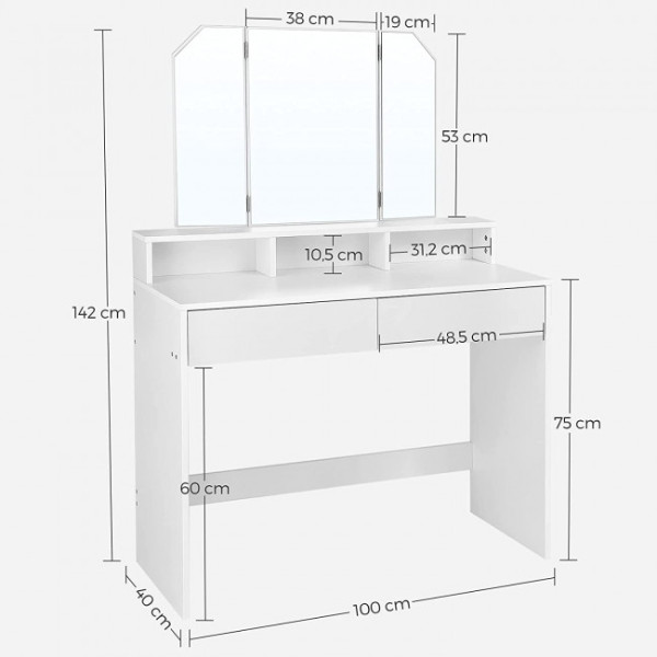 Toaletní stolek se zrcadlem RDT115W01