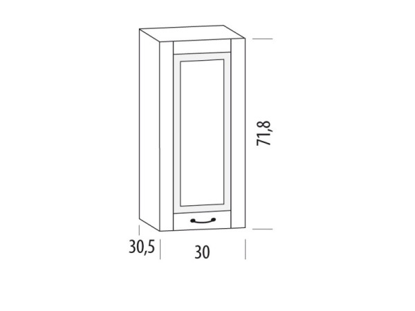 SNOW, horní skříňka 30B, korpus bílý, dvířka bílé MDF