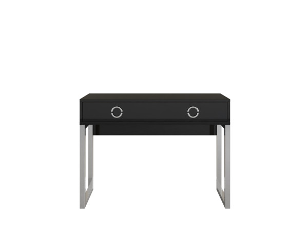 SABELA stolek se 2 šuplíky černý lesk/chromované nohy