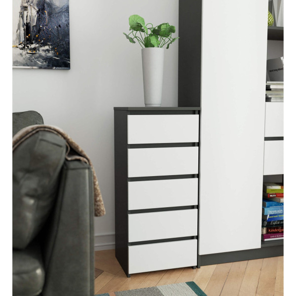 Ak furniture Komoda CL5 40 cm grafitově šedá/bílá