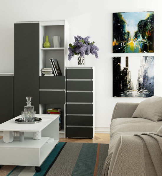 Ak furniture Komoda CL6 40 m bílá/grafitově šedá